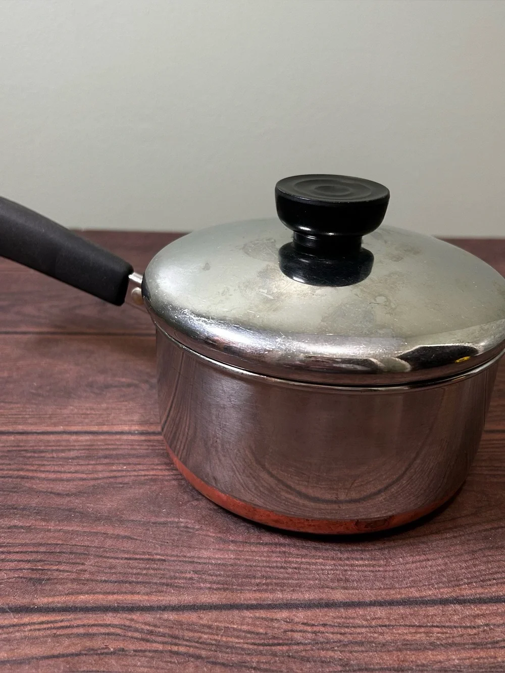 Revere Ware 1801 Copper Clad Sauce 1 QT Pan Pot w/ Lid   RARE USA